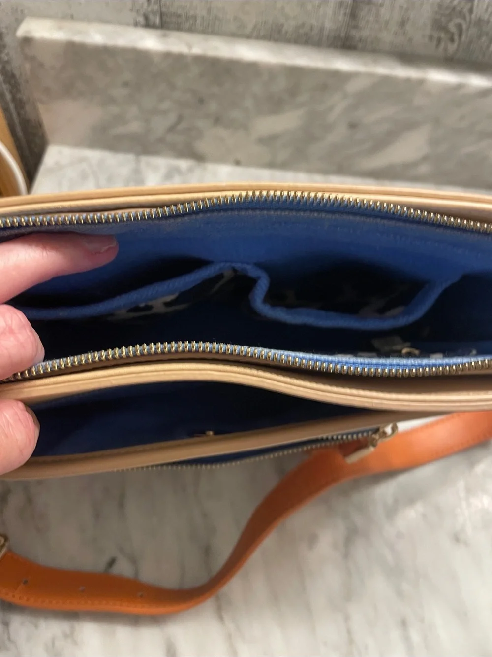 Spartina 449 Navy, Tan & Orange Geometric Crossbody